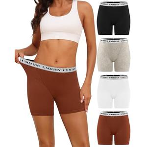 UMMISS Womens Boy Shorts Underwear Boxer Briefs Underwear Cotton Soft Stretch Anti Chafing Ladies Panties 4 Pack, Size M