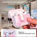 RFUNGUANGO Compatible AirPods Pro 2nd Generation Case with Phone Holder and Compatible Back Magnetic Suction Function, Suitable for AirPods Pro 2 Case, White + Pink