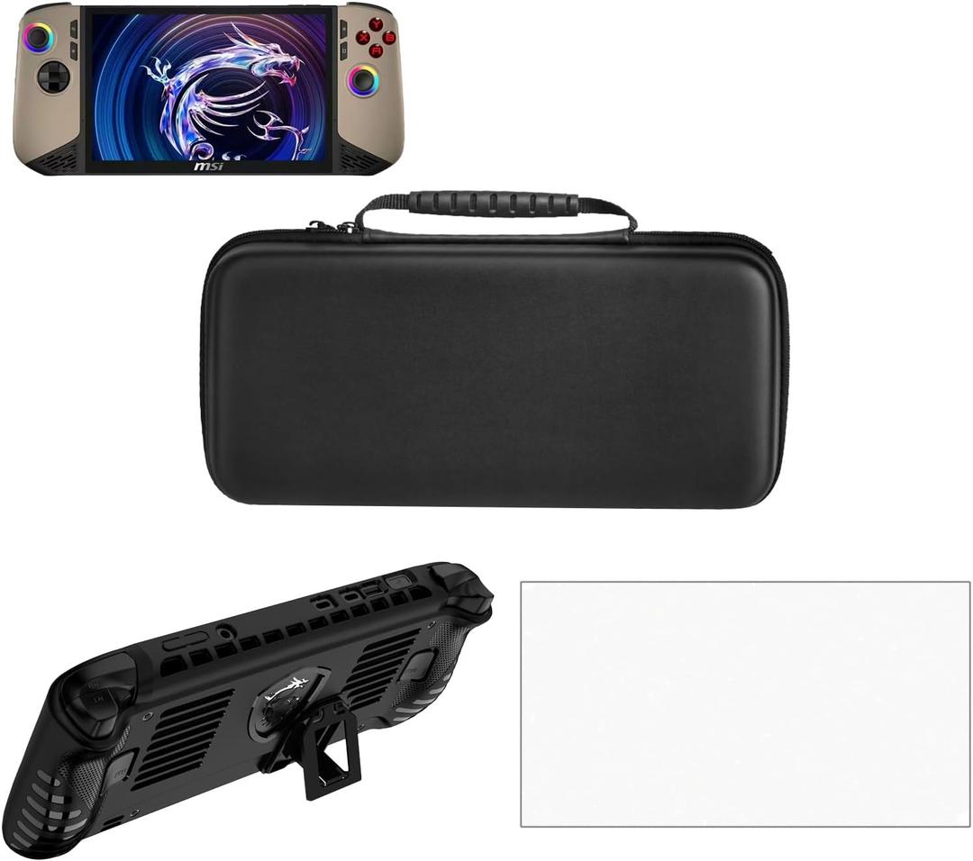 Three-in-one Kit for Claw 8 AI+ Storage Bag & TPU Cover & Tempered Film Drop-proof Anti-slip Impact Resistant Anti-scrtach Fingerprint-proof Console Accessories