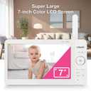 VTech Baby Monitor No WiFi, 7" IPS Screen, 5000mAh 12Hr Battery, 360° Pan Tilt Zoom, Night Vision, Multi-Color Night Light, 2-Way Talk| Advanced Max Tan