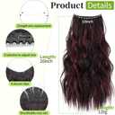 KooKaStyle Invisible Wire Hair Extensions with Transparent Headband Adjustable Size 4 Secure Clips Long Wavy Secret Wire Hairpiece 20 Inch Burgundy mix Dark Brown for Women