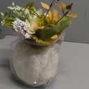 Artificial Pumpkin with Flowers Fake Pumpkins Model Fall Pumpkin Centerpiece for Porch, White 21cmx18cm