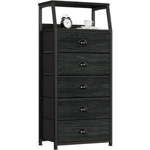 Furnulem Black Dresser for Bedroom, Fabric Dorm Tall Nightstand