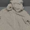 WDIRARA Women's Flannel Zip Up Hooded Romper Fleece Fuzzy Long Sleeve Warm Jumpsuit Shorts (X-Large, Beige)