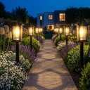 Melunar Solar Pathway Lights Outdoor, 8 Pack Solar Powered Garden Lights Waterproof, Auto On/Off Outdoor Landscape Lights for Patio, Walkway, Driveway, Lawn, Pool Decor (Warm White)