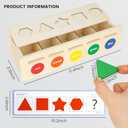 LovesTown Wooden Shape Sorting Box Montessori Learning Toy for Toddlers Early Educational Sorting and Matching Game