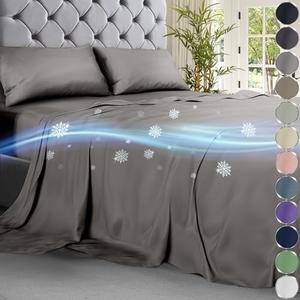 DECOLURE Cooling Bed Sheets King Set 4pcs - Luxurious & Ultra-Soft King Size Cooling Sheets for Hot Sleepers - Comfortable & Cool Bamboo Viscose Microfiber Sheets King Size w/Deep Pockets (Cool Grey)