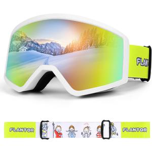 SANWICH Kids Ski Goggles for Boys Girls Aged 5-14, 100% UV Protection OTG Ski Goggles (Red)