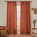 Extra Long 120 Inches Pinch Pleated Linen Curtains for Living Room, High Ceiling to Floor 10 ft Drapes Tall Boho Window Burnt Orange Elegant Curtain 2 Panels Set for Bedroom Back Tab Top with Hooks