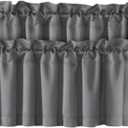 H.VERSAILTEX Blackout Valances for Windows,Kitchen Window Valance Curtains for Living Room/Bedroom/Bathroom Privacy Decorative Rod Pocket Kitchen Valances，2 Panels，52" W x 18" L, Bluish Gray