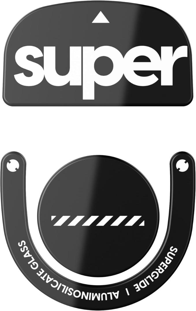 Superglide Glass Mouse Skates for Logitech G Pro X Superlight 2 (Type-C, Black) - Polished Smooth Glide, Durable Gaming Mouse Feet