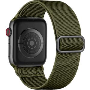 4 x Maledan Stretchy Solo Loop Compatible with Apple Watch Band Women Men 40mm 44mm 45mm 41mm 38mm 46mm 49mm 42mm,Soft Nylon Elastic Braided Strap Wristband for iWatch Series 10 9 8 7 6 5 4 3 2 1 SE Ultra (Green Army)