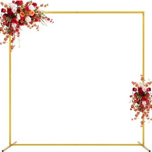 Asee'm 6.6FTx6.6FT Gold Wedding Arch Backdrop Stand Square Metal Rectangular Arch Frame for Ceremony Party Birthday Bridal Baby Shower Anniversary Arbor Balloon Decoration