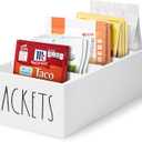 Seasoning Packet Organizer, Spice Packet Storage Organizer with 5 Compartments, Wooden Food Packet Organizer, Caddy Storage for Kitchen Pantry Cabinet, Modern Kitchen Organization Bins (White)