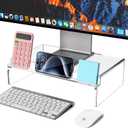 Crpich Clear Acrylic Monitor Stand Riser with Slot for Desk Accessories Organizer, Ergonomic Desktop Organizer for Computer, Laptop, Screen  Sleek & Durable Design for Office or Home