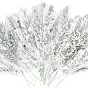 20PCS Frosted Artificial Pine Needles Branches 10.6 Inches Christmas Fake Snowy Pine Picks Twigs Winter Sprays Greenery Stems for Christmas Tree DIY Garlands Wreaths Crafts Home Holiday Decorations (White)