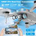 Drone with 1080P Camera - Foldable Remote Control Quadcopter with Gesture Control, 3D Flip, One Key Start, Emergency Stop, 2 Batteries, Easier to use, Toy for Adults Beginners, Grey