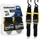 BoatBuckle's Pro Series Kwik-Lok Boat Tie Down Straps to Trailer with Boat Pads, 2-Pack Easy to Use Adjustable Transom Tie Down Straps, 2-Inch x 4-Feet, 1,200 Lbs Break Strength