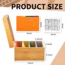 Henoyso 5 x 8 Inch Index Card Holder Set, Bamboo Organizer Box with 50 Dividers & 2 Sheets Alphabet Number Stickers File Note Holders, Holds 1200 Cards for Office Business Home Kitchen, Wooden Color