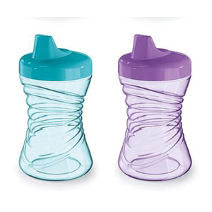 NUK Fun Grips Hard Spout Sippy Cup, 10 oz. | Easy to Hold, BPA Free, Spill Proof Toddler Cup, 2pack, Assorted Color (Teal/Purple)