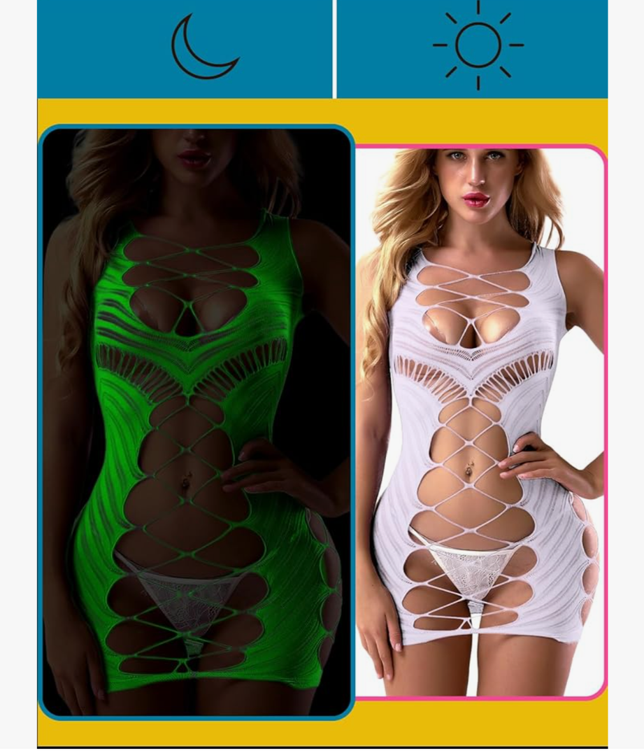 Sexy Lingerie for Women Fishnet Halter Chemise Deep V Hot Mesh Mini Dress Bodysuit Valentine's Day Stripper Outfits