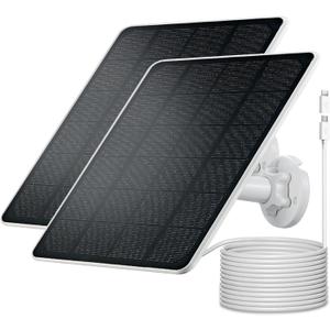 Solar Panel Charger for Arlo Essential 2K Outdoor(2nd Gen)/Essential XL Camera(2nd Gen)/Essential Spotlight Camera, USB C and Micro USB Plug, 9.8ft Cable, Weatherproof (2Pack)