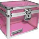 Vaultz Lockable Index Card Holder - Flash Card Organizer for Recipes, Passwords or Studying Holds 450 4x6 Notecards - Index Card Box Study Accessories, Pink Acrylic
