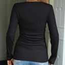 CiCiBird Women's V Neck Long Sleeve Blouse Lace Patchwork Slim Fit T Shirt Casual Fall Clothes (Green, L)