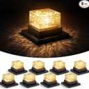 VIODAIM Solar Post Cap Lights 4x4 5x5 6x6, Waterproof Firefly, 8-Pack