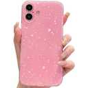 OWLSTAR for iPhone 16 Case 6.1 inch, Cute Glitter Bling Thin Slim Shockproof Sparkly Shiny Soft Silicone Phone Case for Women Girls Girly (Pink), Pack of 4