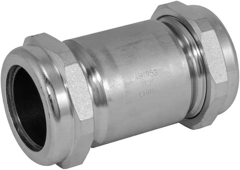 Eastman 5 Inch Long Pattern Compression Coupling, 1-1/2 Inch IPS, Galvanized Steel, EZ-20570