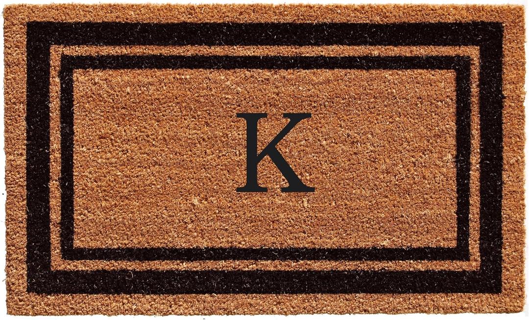 Calloway Mills 152962436K Black Border 24" x 36" Monogram Doormat, (Letter K)