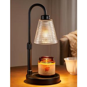 Candle Warmer Lamp with Timer, Dimmable Candle Warmer for Jar Candles, Height Adjustable Wax Melts Warmer, Birthday Gifts for Women Mom, House Warming Gifts New Home Decor, Black 