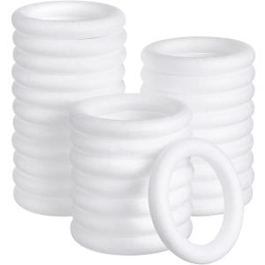 White Decor Foam Wreath Forms 4in/ 10cm Foam Circle for Christmas Decorations DIY Supplies (30 Pack) Nativity Ornaments Rings