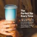 NOVA CERAMICS Travel Mug - Ceramic Coffee Mug With Lid Microwave & Dishwasher Safe Coffee White & Grey Tumbler - Fits In Cup Holder 12oz Coastal Drift