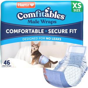 New! Hartz Comfitables Disposable Male Dog Wraps with Stretchy Waistband, Extra Small 46 Count