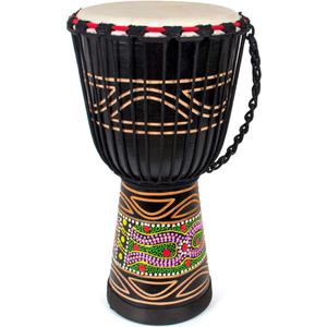 Djembe Drum, AKLOT African Drum Hand-Painted 9.5'' x 20'' Mahogany Goatskin Drumhead for Starter Beginners Adult for Over 8 Years Old (9.5'' Hand-Painted Black)