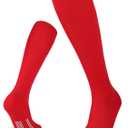 FITRELL 2/3 Pack Soccer Socks Baseball Softball For Youth Kids Boys Girls, Over-The-Calf Football Socks for Adult Men Women (Red, XS)