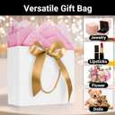 EUSOAR Thank You Gift Bags, 25pcs 8.6"x3.9"x7" White Party Favor Bag with Bow Ribbon, Gift Wrap Treat Bags Bulk for Wedding Birthday Bridesmaid Anniversary Holiday Bridal Party