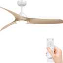 Ceiling Fans with Lights, 56 inch Low Profile Ceiling Fan with Light and Remote Control, Flush Mount, 3CCT, Dimmable, Quiet Reversible Motor, Modern Ceiling Fan for Bedroom Indoor/Outdoor Use (Wood)