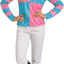 fun shack Womens Jockey Costume, Horse Jockey Outfit, Equestrian Halloween Costume for Women, Racing Attire (Medium, Blue)