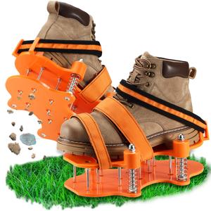 Lawn Aerator Shoes for Grass.Metal Bottom Double Layer Soil Yard Aerator Lawn Tool,Lawn Spike Shoes for Patio Garden Manual Air Aeration Tool for Lawn (Orange)