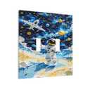 3 x Astronauts Spaceships Planets Stars Decorative Switch Plates 2 Gang Double Toggle Wall Plate Outlet Light Switch Cover Electrical Faceplate for Bedroom Bathroom Decor