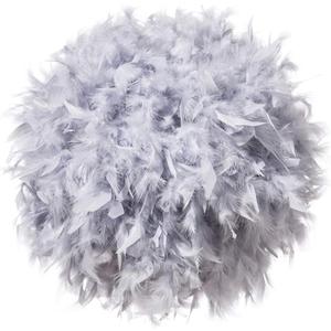 Waneway 15.7 inches Feather Lamp Shade for Ceiling Pendant Light, Lampshade for Table Lamp and Floor Lamp for Living Room, Bedroom, Wedding or Party Decoration, Grey