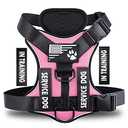 Demigreat Service Dog Harness, Reflective Dog Vest Harness with 5 PCS Patches, Adjustable Soft Oxford Pet Harness, Inner Layer Mesh, Easy to Control for Dogs, L, Pink