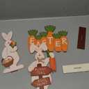 3Pcs Easter Wooden Table Sign Easter Bunny Decorations for Home Egg Hunt Tabletop Centerpiece Easter Eggs Carrot Rustic Farmhouse Decor