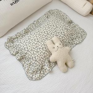 BuLuTu Soft Cotton Kids Pillowcases Standard Size, Blue Floral Toddler Pillowcases for Girls Boys, Cotton Muslin Pillow Protector for Children Bedding Gift, Envelope Closure,20"x26",1 PC