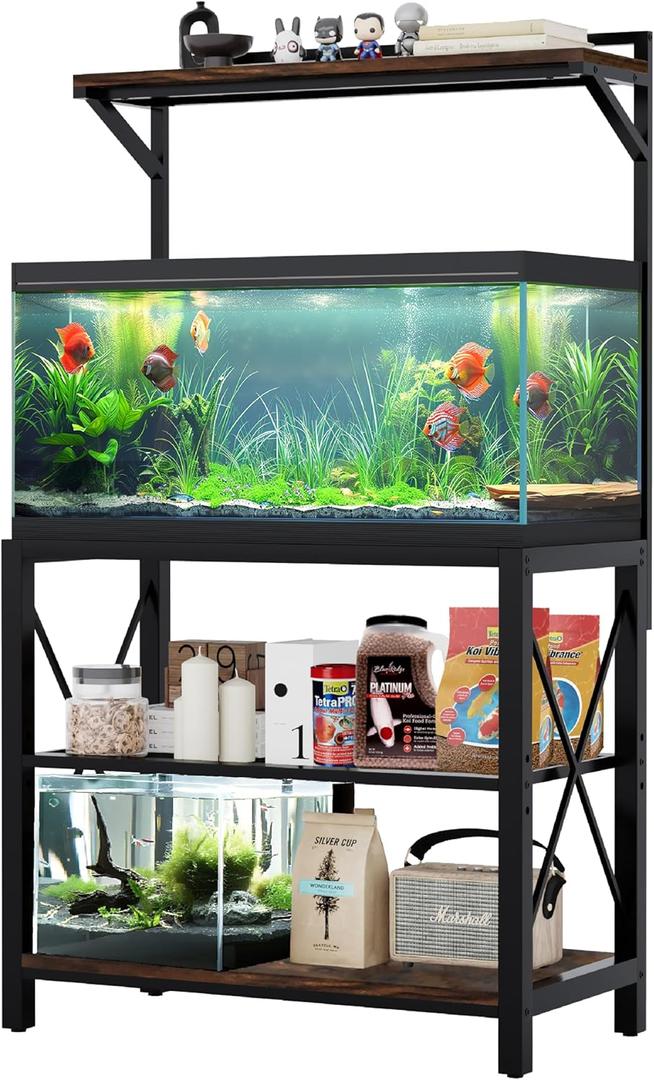 40-50 Gallon Fish Tank Stand, 36.6" x 18.5" Metal Aquarium Stand with Plant Shelf, 4-Shelf Fish Tank Stand for Fish Tank Accessories Storage fits Aquarium,Turtle Tank, or Reptile Terrariums, Tank not Included
