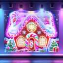 BlissYard Gingerbread House Christmas Blacklight Tapestry Neon Glow in the Dark Candy Tree Gift UV Reactive Holiday Wall Hanging for Bedroom Living Room Kids Party Decor 78x59 Inch