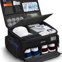 Golf Trunk Organizer, Waterproof Car Golf Locker with Separate Ventilated Compartment for 2 Pair Shoes, Golf Storage for Balls, Tees, Cap, Clothes, Gloves, Accessories, Gifts for Men, Women (Black)